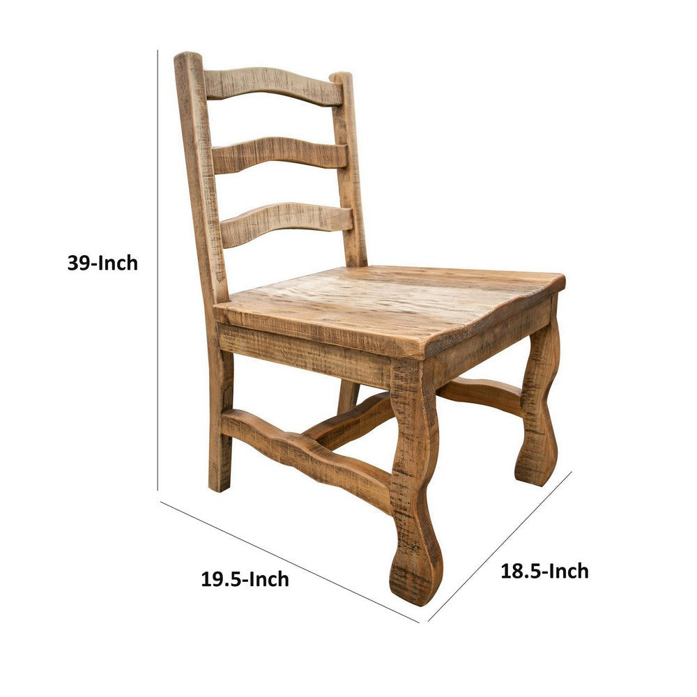 Chris 20 Inch Dining Chair Set of 2 Curved Pine Wood Arched Backrest By Casagear Home BM307449