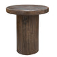 Ino 24 Inch Side End Table, Mango Wood, Rustic Brown, Thick Pedestal Stand By Casagear Home