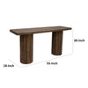 Ino 55 Inch Sofa Console Table Mango Wood Round Pedestal Stand Brown By Casagear Home BM307454