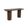 Ino 55 Inch Sofa Console Table Mango Wood Round Pedestal Stand Brown By Casagear Home BM307454