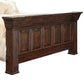 Abi Queen Size Bed Pine Wood Classic Molded Frame Design Rich Brown By Casagear Home BM307456