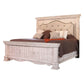 Belo Queen Bed Pine Wood Beige Upholstered Headboard Distressed White By Casagear Home BM307460