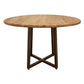 Asic 47 Inch Dining Table, Round, Hollow Black Metal Frame, Brown Wood Top By Casagear Home