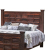 Exo Queen Size Bed Square Block Style Headboard and Footboard Brown Wood By Casagear Home BM307483