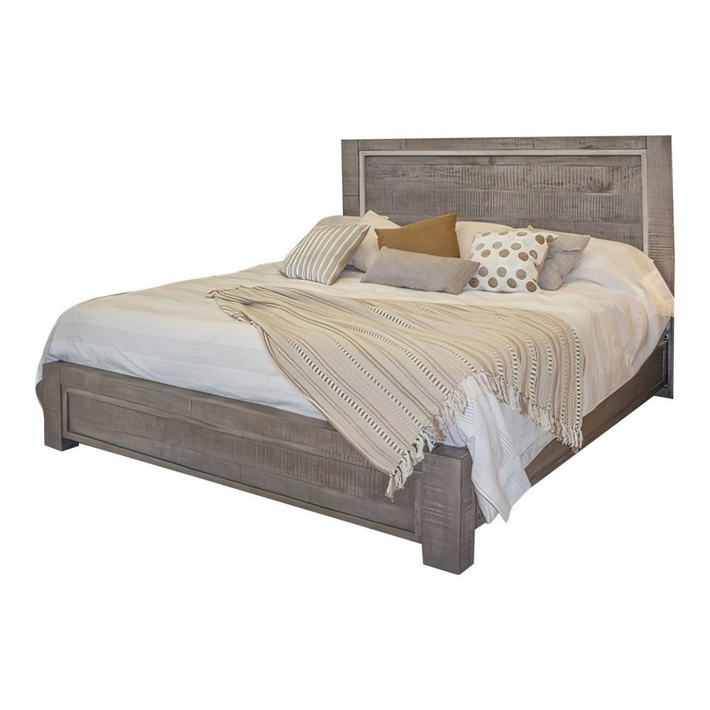 Ken King Size Bed with Headboard Footboard Clean Design Rustic Gray By Casagear Home BM307488