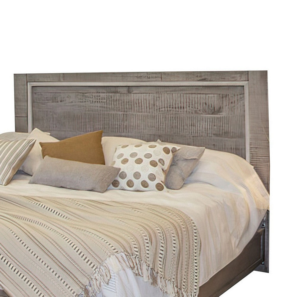 Ken King Size Bed with Headboard Footboard Clean Design Rustic Gray By Casagear Home BM307488