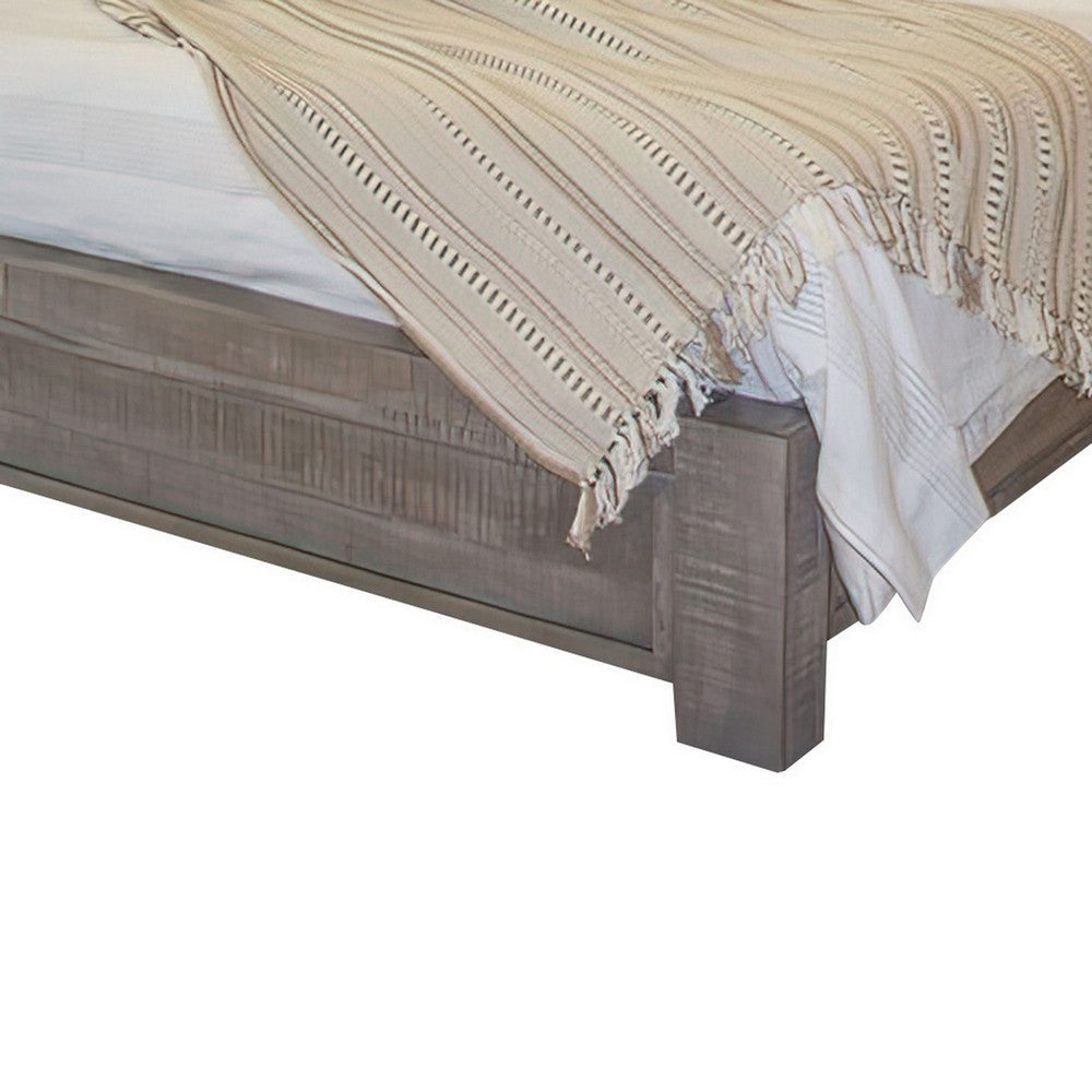 Ken Queen Size Bed with Headboard Footboard Clean Design Rustic Gray By Casagear Home BM307489