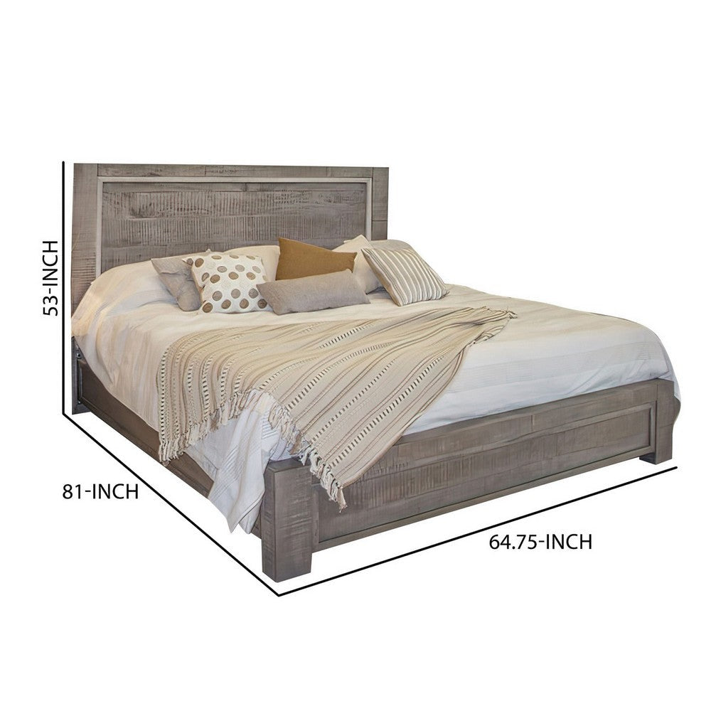 Ken Queen Size Bed with Headboard Footboard Clean Design Rustic Gray By Casagear Home BM307489