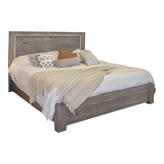 Ken Queen Size Bed, with Headboard, Footboard, Clean Design Rustic Gray By Casagear Home