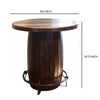 40 Inch Bistro Table Drum Base and Round Top Barrel Design Brown Tones By Casagear Home BM307500