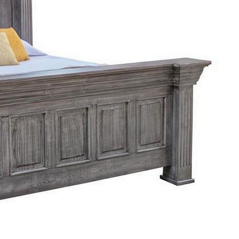 Siya King Size Bed Clean Rustic Headboard and Footboard Gray Finish By Casagear Home BM307501