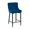 Tika 26 Inch Counter Height Chair, Set of 2, Deep Blue Velvet  By Casagear Home