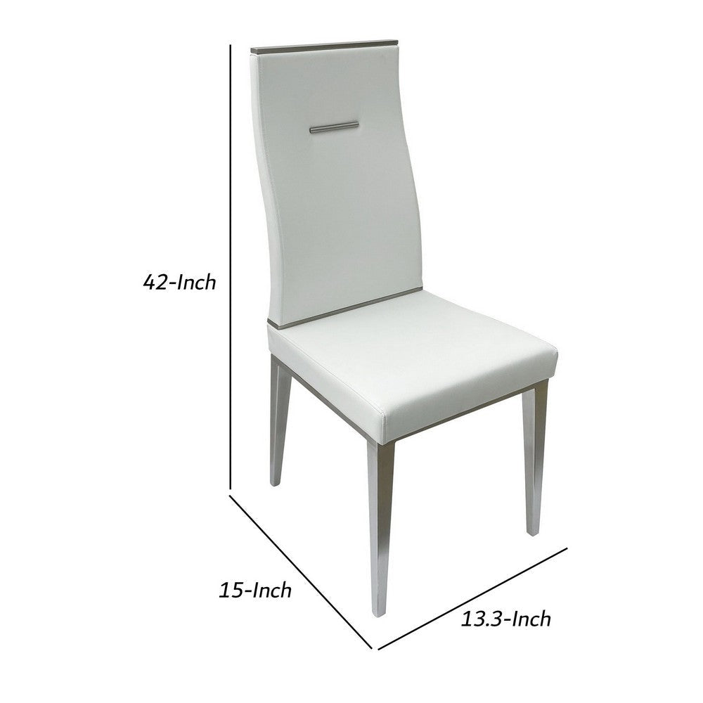 Bea 20 Inch Dining Chair Set of 4 Stainless Steel Faux Leather White By Casagear Home BM307520