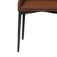 21 Inch Dining Chair Set of 2 Sleek Black Base Vegan Leather Cognac By Casagear Home BM307527