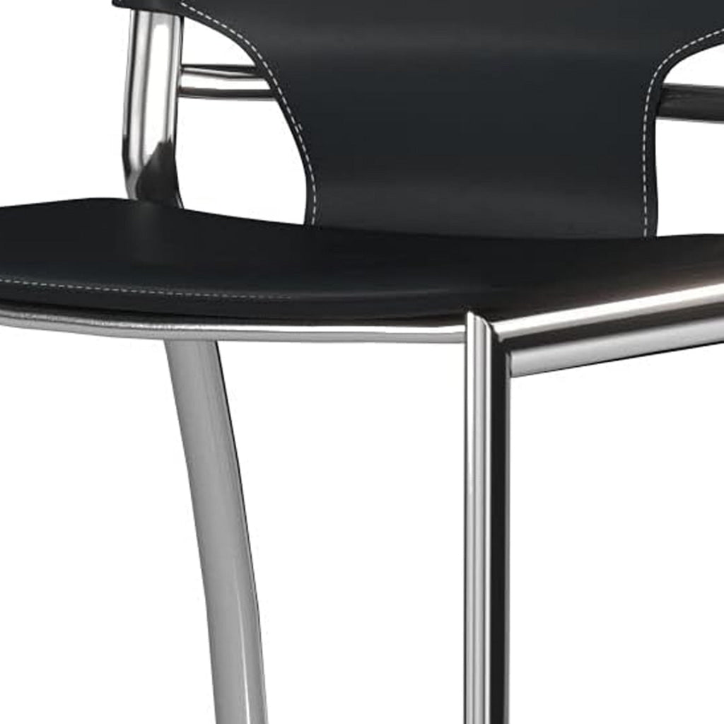 Illa 26 Inch Counter Height Chair Set of 2 Chrome Base Vegan Leather Black By Casagear Home BM307528