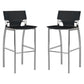 Illa 26 Inch Counter Height Chair Set of 2 Chrome Base Vegan Leather Black By Casagear Home BM307528