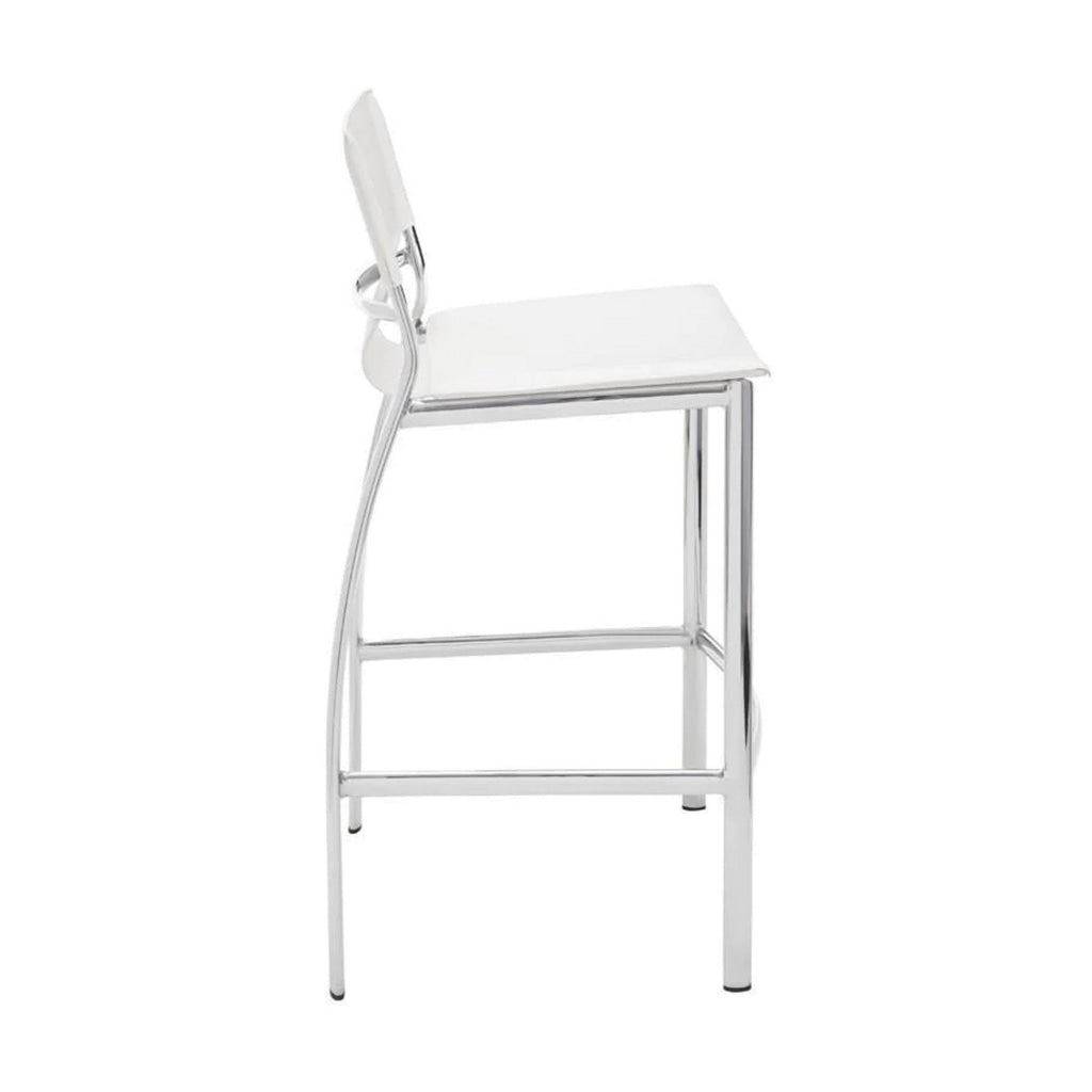 Illa 26 Inch Counter Height Chair Set of 2 Chrome Base Vegan Leather White By Casagear Home BM307529