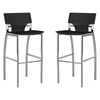 Suze 30 Inch Metal Bar Chair, Set of 2, Chrome Base, Black Vegan Leather By Casagear Home