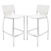 Suze 30 Inch Metal Bar Chair, Set of 2, Chrome Base, White Vegan Leather By Casagear Home