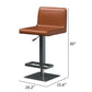 21-31 Inch Adjustable Height Barstool Vegan Faux Leather Cognac Brown By Casagear Home BM307534