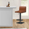 21-31 Inch Adjustable Height Barstool Vegan Faux Leather Cognac Brown By Casagear Home BM307534