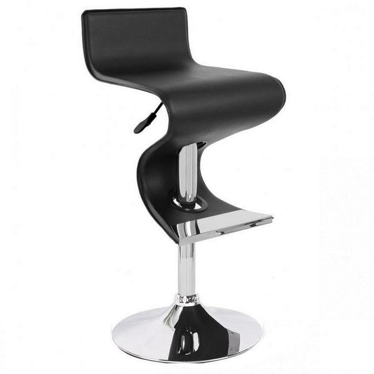 Cruze 22-30 Inch Adjustable Swivel Counter Height Stool, Wave Curves, Black By Casagear Home