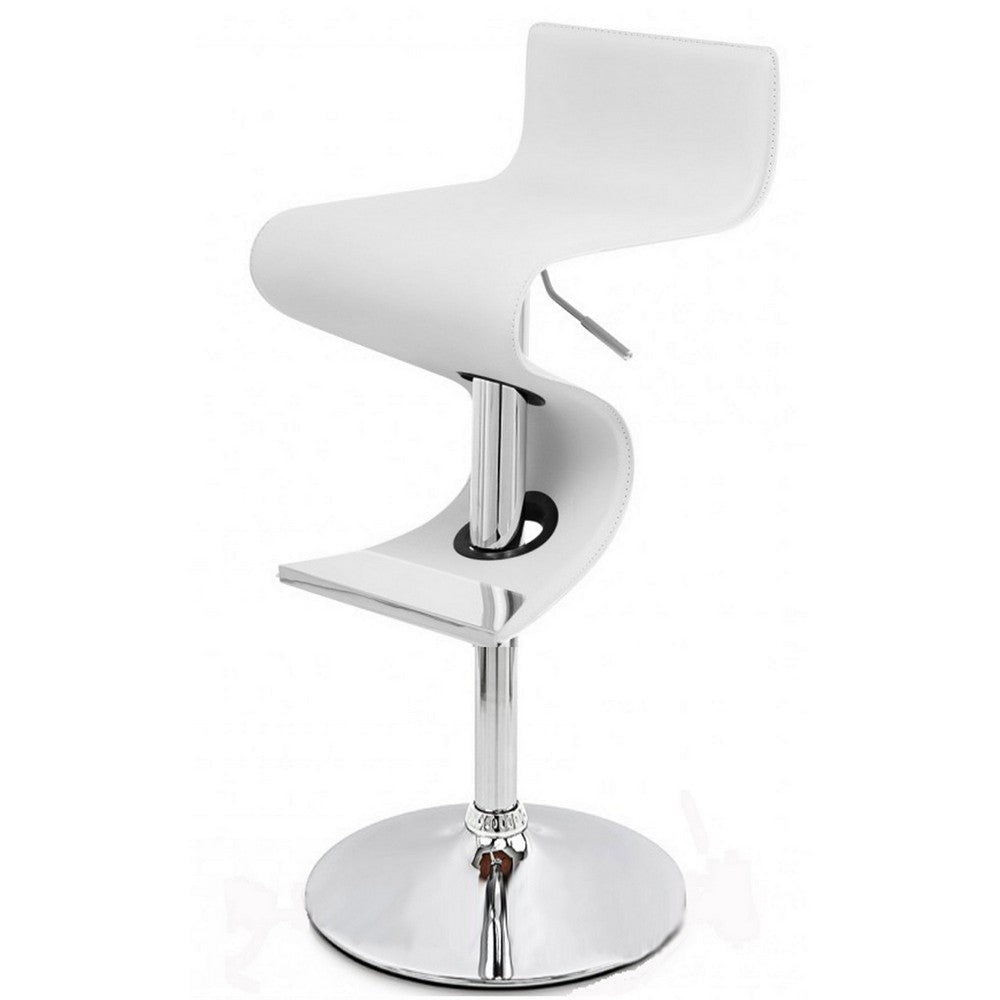 Cruze 22-30 Inch Adjustable Swivel Counter Height Stool Wave Curves White By Casagear Home BM307537