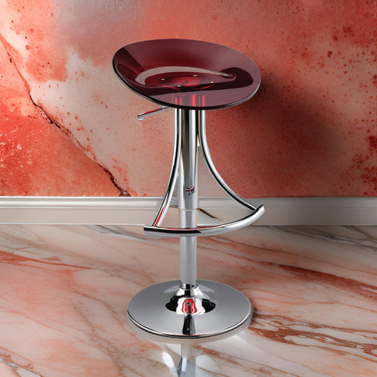 Vera 19-29 Inch Counter Height Stool Round Swivel Chrome Adjustable Red By Casagear Home BM307539