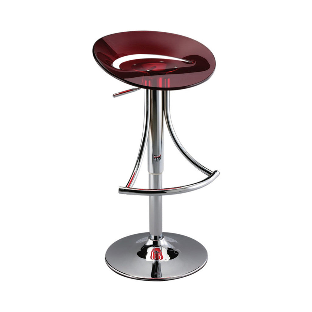 Vera 19-29 Inch Counter Height Stool Round Swivel Chrome Adjustable Red By Casagear Home BM307539