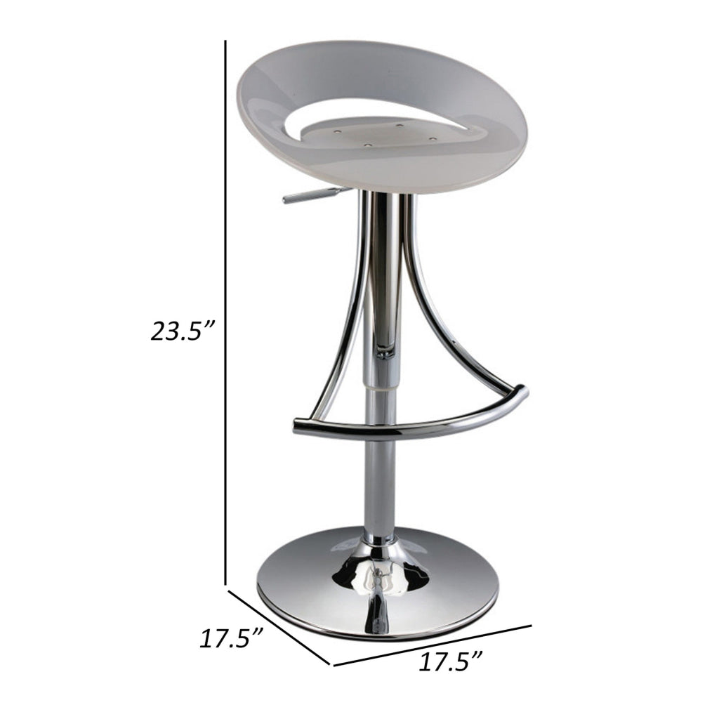 Vera 19-29 Inch Counter Height Stool Round Swivel Adjustable Chrome White By Casagear Home BM307542