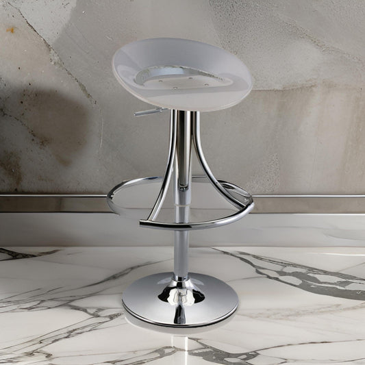 Vera 19-29 Inch Counter Height Stool Round Swivel Adjustable Chrome White By Casagear Home BM307542