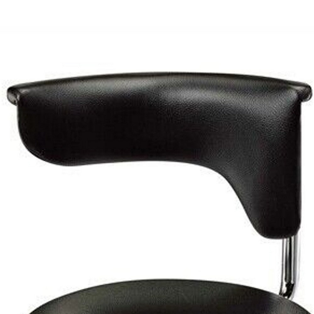 Flax 22-32 Inch Adjustable Counter Height Stool Vegan Faux Leather Black By Casagear Home BM307543