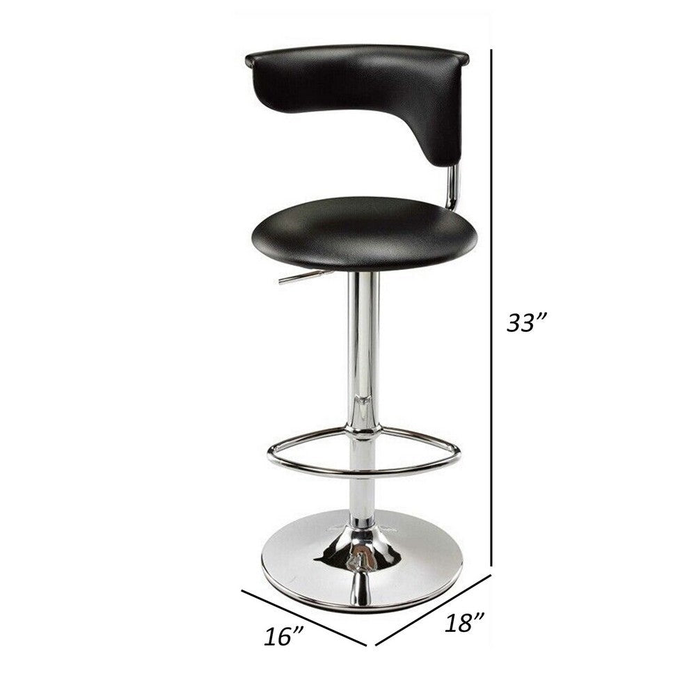 Flax 22-32 Inch Adjustable Counter Height Stool Vegan Faux Leather Black By Casagear Home BM307543