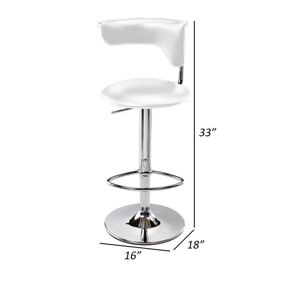 Flax 22-32 Inch Adjustable Counter Height Stool Vegan Faux Leather White By Casagear Home BM307544