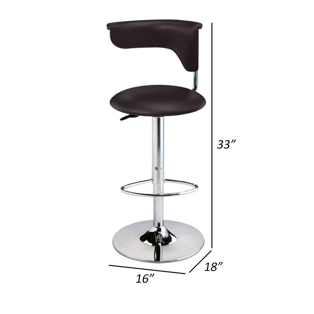 Flax 22-32 Inch Adjustable Counter Height Stool Vegan Faux Leather Brown By Casagear Home BM307545