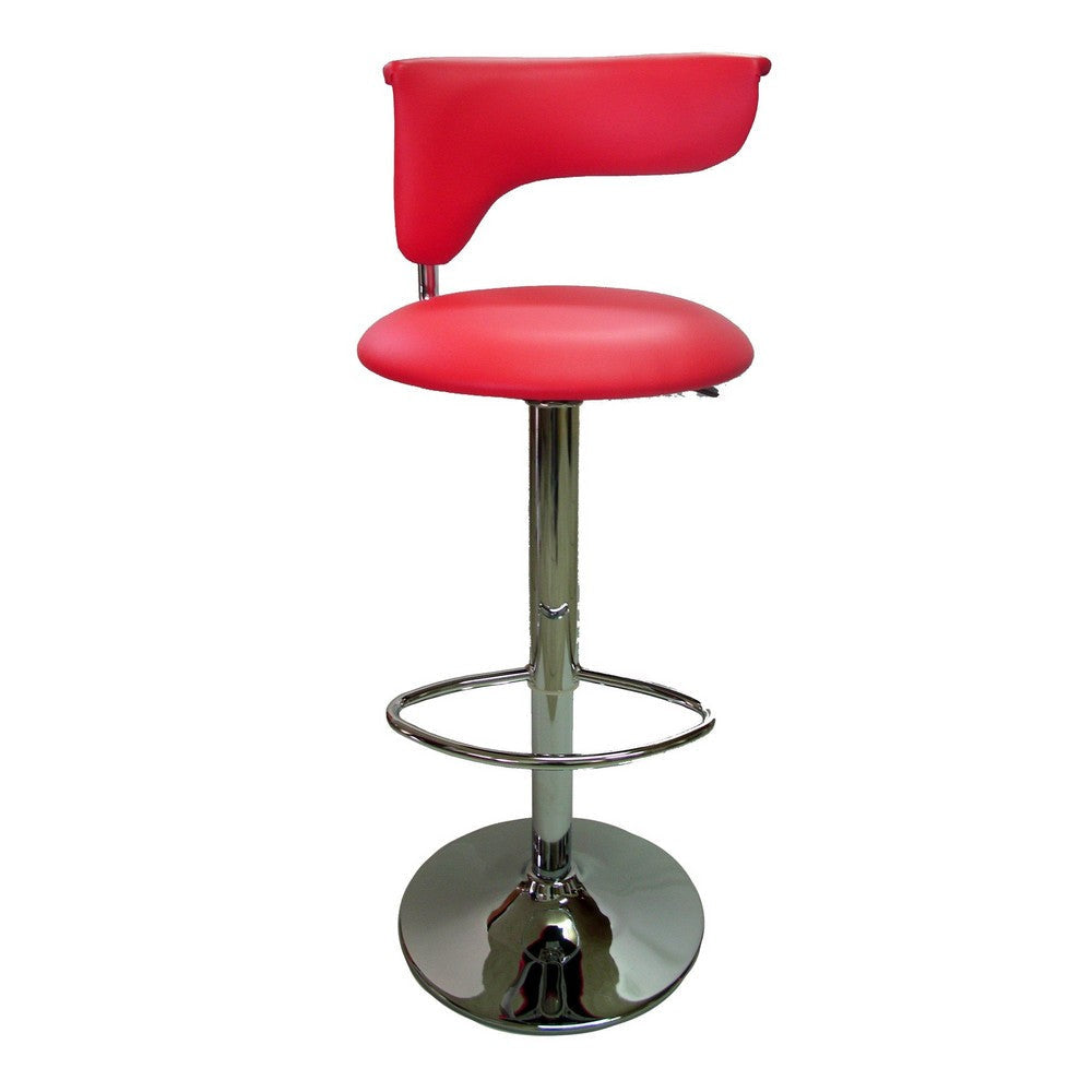 Flax 22-32 Inch Adjustable Counter Height Stool Vegan Faux Leather Red By Casagear Home BM307546