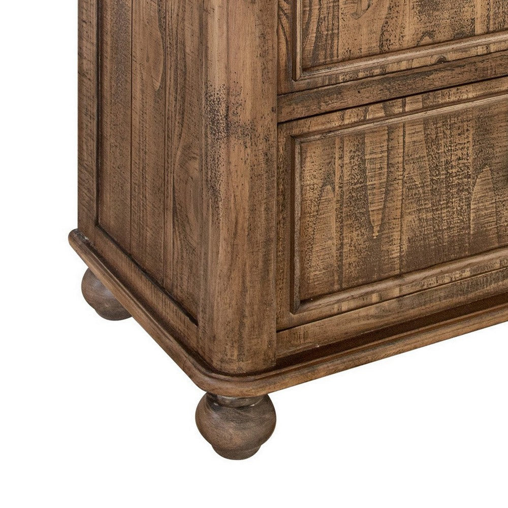 Liam 39 Inch Tall Dresser Chest 3 Drawers Rustic Brown Bar Handles By Casagear Home BM307550