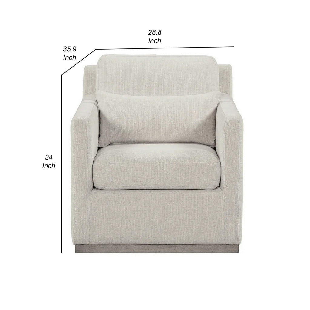 Liv 36 Inch Accent Chair Cushioned Seat Track Arms Off White Taupe By Casagear Home BM307559