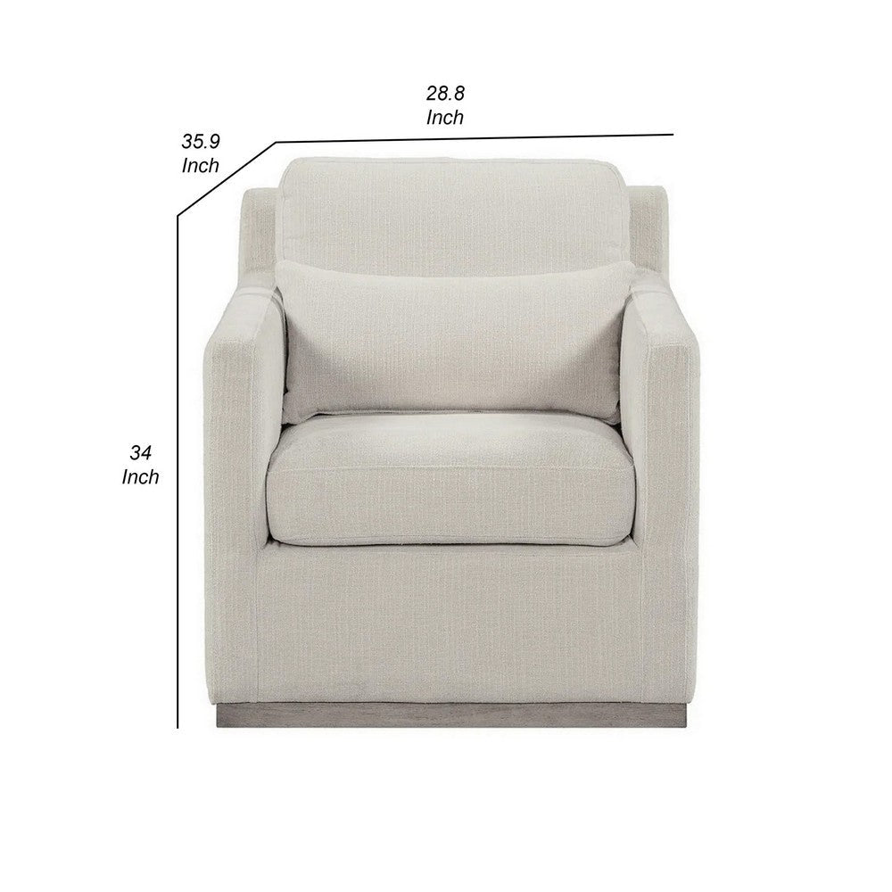 Liv 36 Inch Accent Chair Cushioned Seat Track Arms Off White Taupe By Casagear Home BM307559