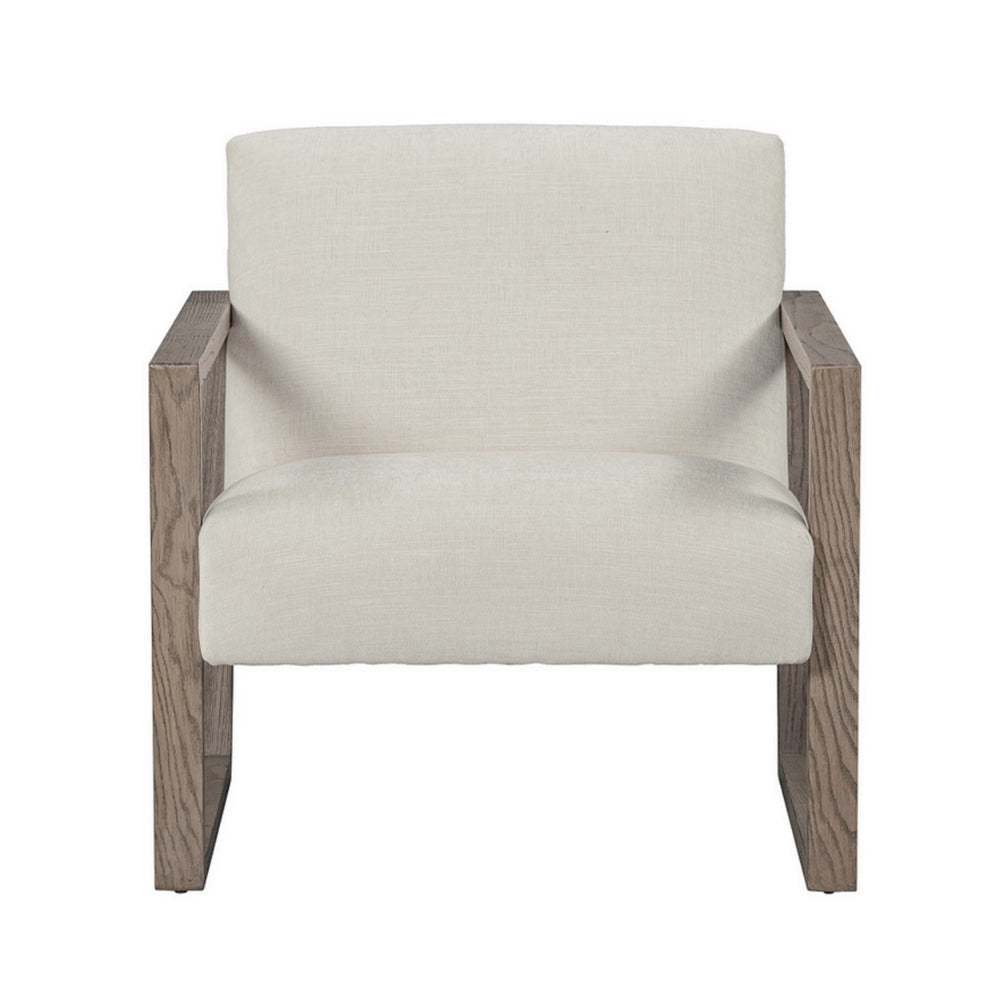 Cvi 31 Inch Armchair Cushioned Seat Taupe Framed Legs Beige Upholstery By Casagear Home BM307563