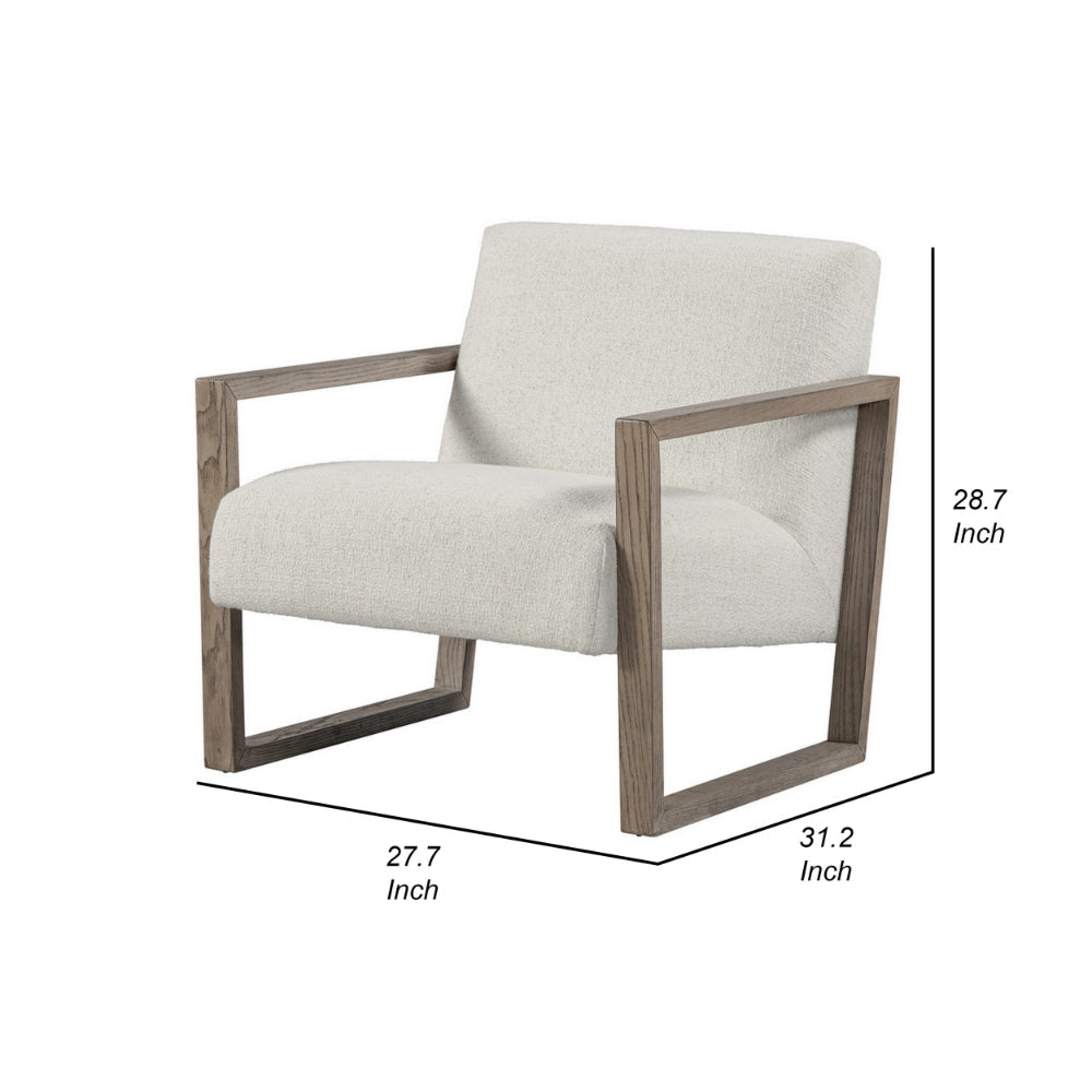 Cvi 31 Inch Armchair Cushioned Seat Taupe Framed Legs Off White Finish By Casagear Home BM307564