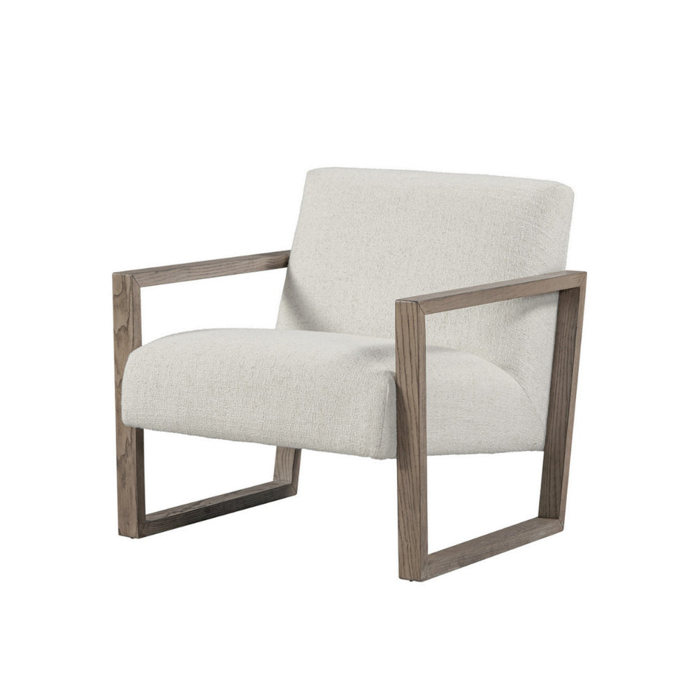 Cvi 31 Inch Armchair Cushioned Seat Taupe Framed Legs Off White Finish By Casagear Home BM307564