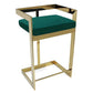 Dok 30 Inch Barstool, Cantilever Seat, Gold Stainless Steel Base, Green  By Casagear Home