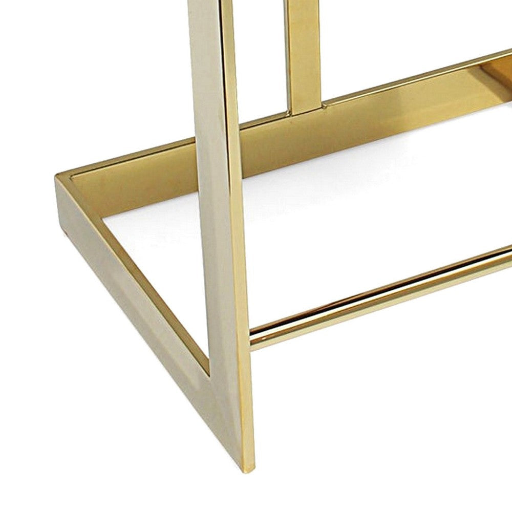 Dok 26 Inch Counter Height Stool Blue Cantilever Gold Stainless Steel By Casagear Home BM307568