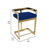 Dok 26 Inch Counter Height Stool Blue Cantilever Gold Stainless Steel By Casagear Home BM307568