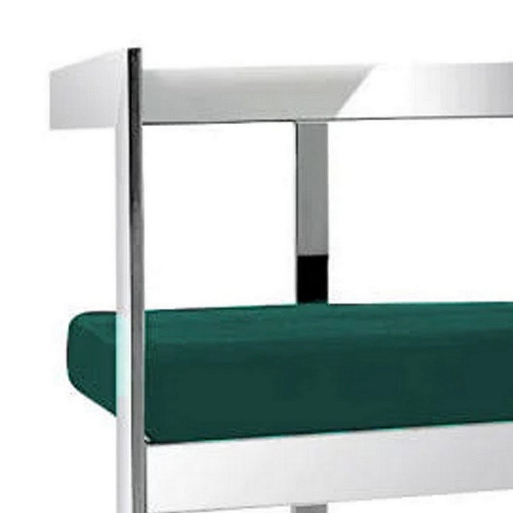 Dok 26 Inch Counter Height Stool Green Cantilever Silver Stainless Steel By Casagear Home BM307569