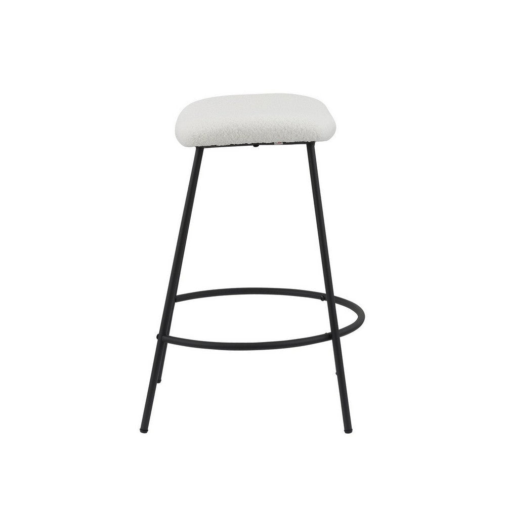 Ast 26 Inch Set of 2 Counter Height Stools Saddle Seat Black Metal White By Casagear Home BM307571