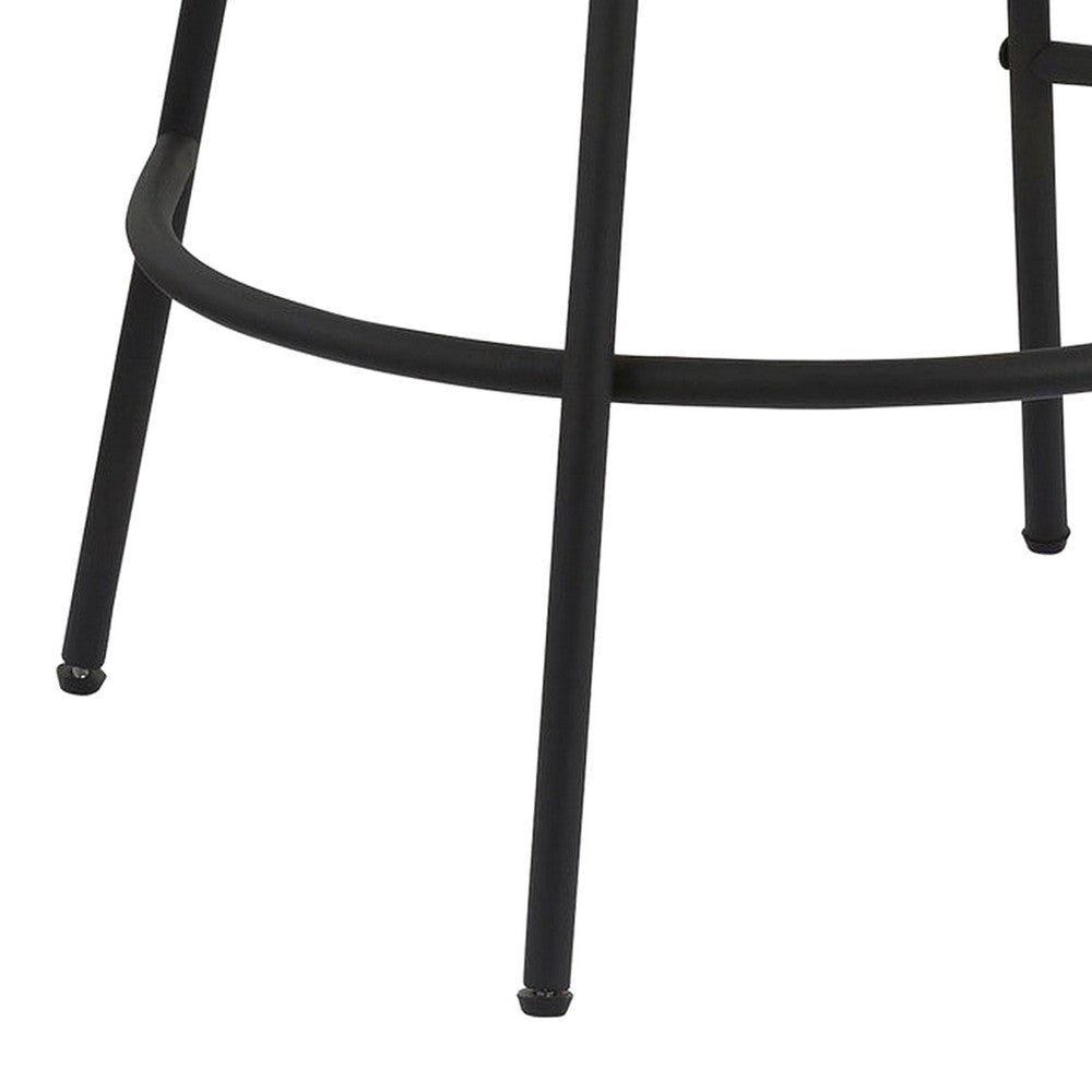 Ast 26 Inch Set of 2 Counter Height Stools Saddle Seat Black Metal White By Casagear Home BM307571