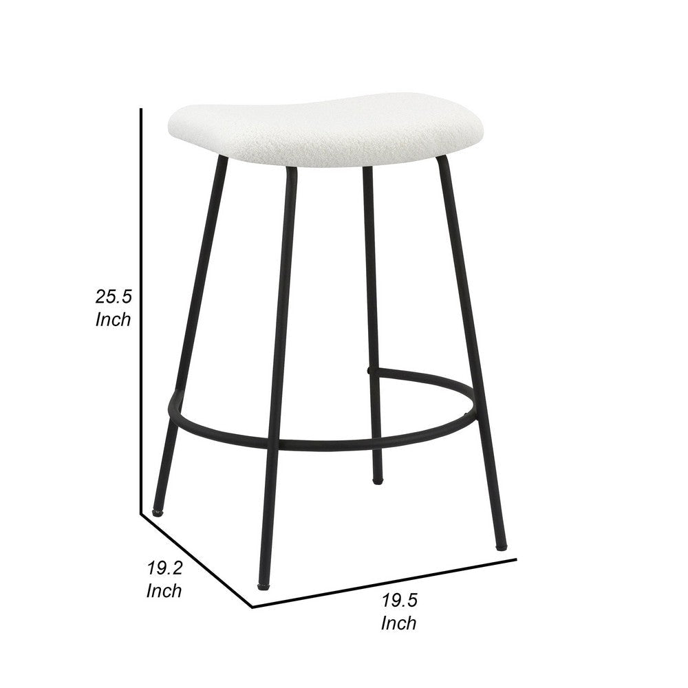 Ast 26 Inch Set of 2 Counter Height Stools Saddle Seat Black Metal White By Casagear Home BM307571