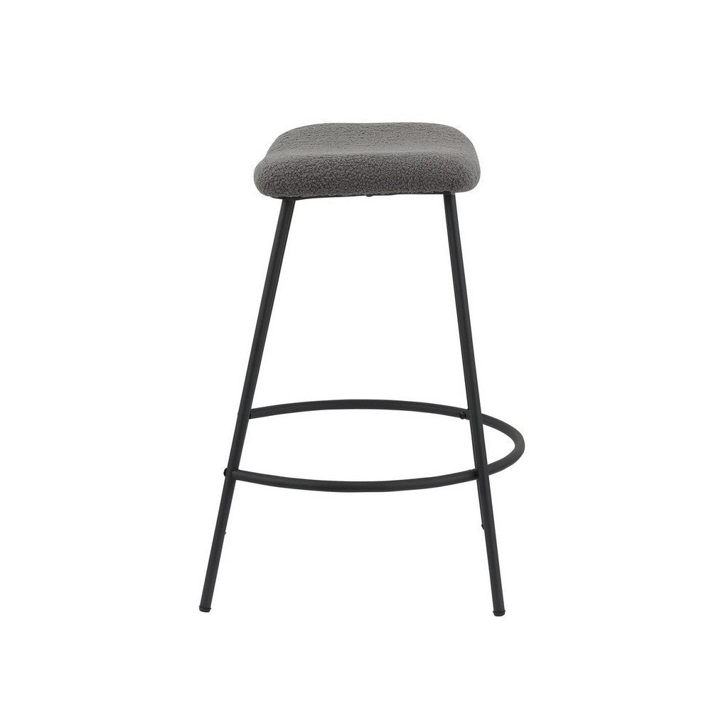 Ast 26 Inch Set of 2 Counter Height Stools Saddle Seat Black Metal Gray By Casagear Home BM307572